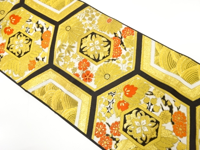 JAPANESE KIMONO / ANTIQUE FUKURO OBI / WOVEN BRANCH UME